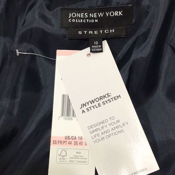 Jones New York The Julia Jacket Blue Pinstripes Stretch New Size 10 - Picture 2 of 16